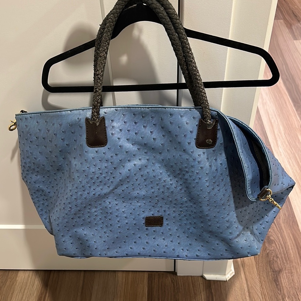 Spacious Blue Textured Tote Bag